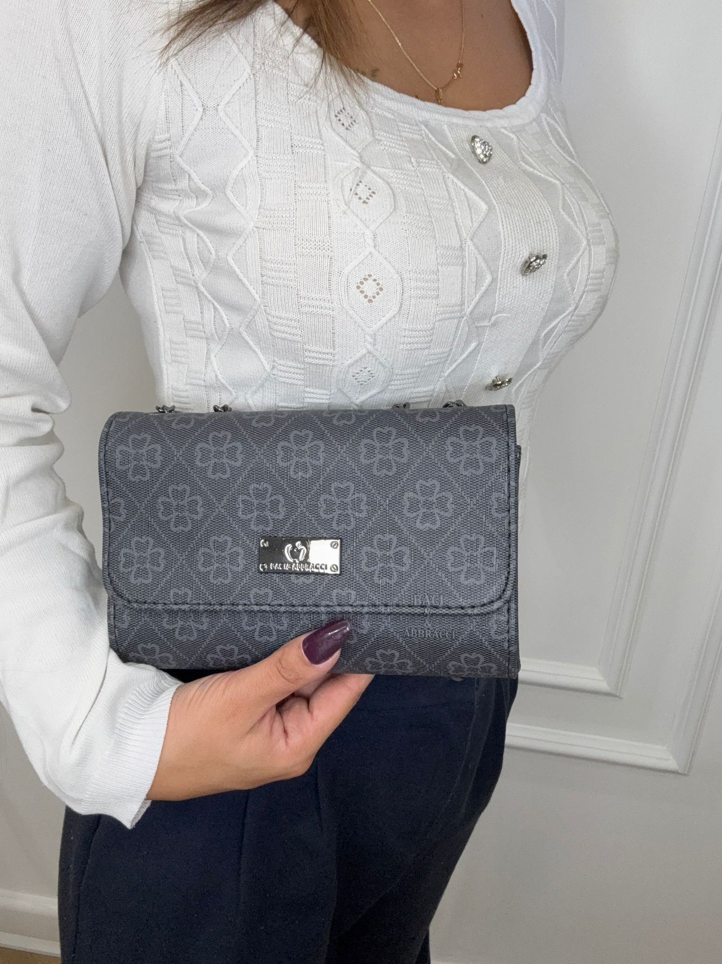 Borsa baci & abbracci (grigio e nero)