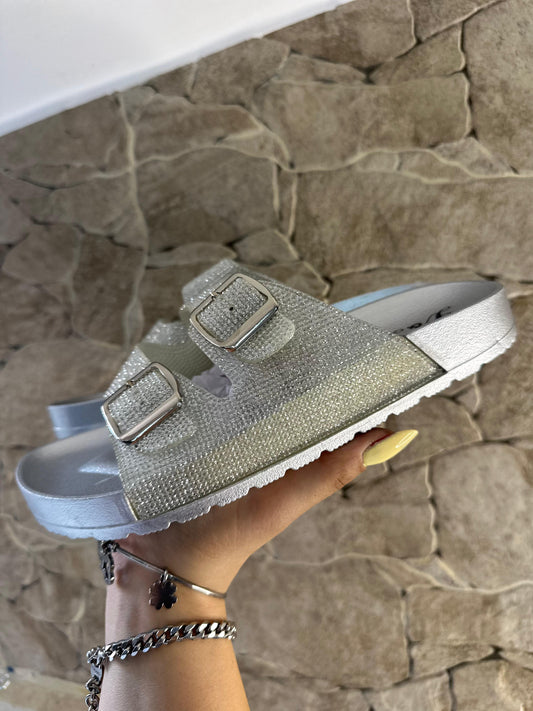 Mood Birkenstock Diamond ( Silver -Bianco)